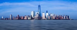 Panorama of Lower Manhattan at dusk
